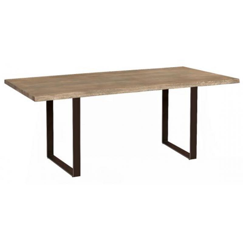 Kaprun 2m Grey Wash Solid Oak Dining Table - U Legs